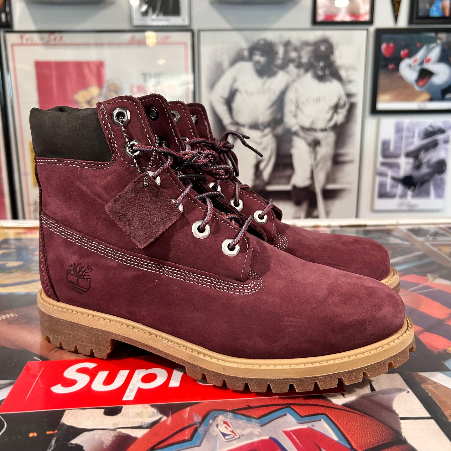Burgundy Timberlands boots