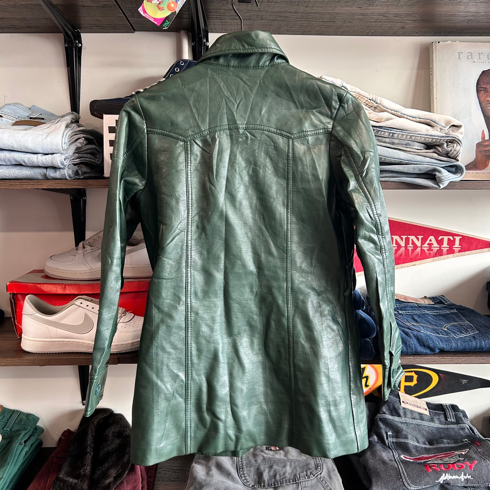 Pine green vintage 19980’s leather jacket