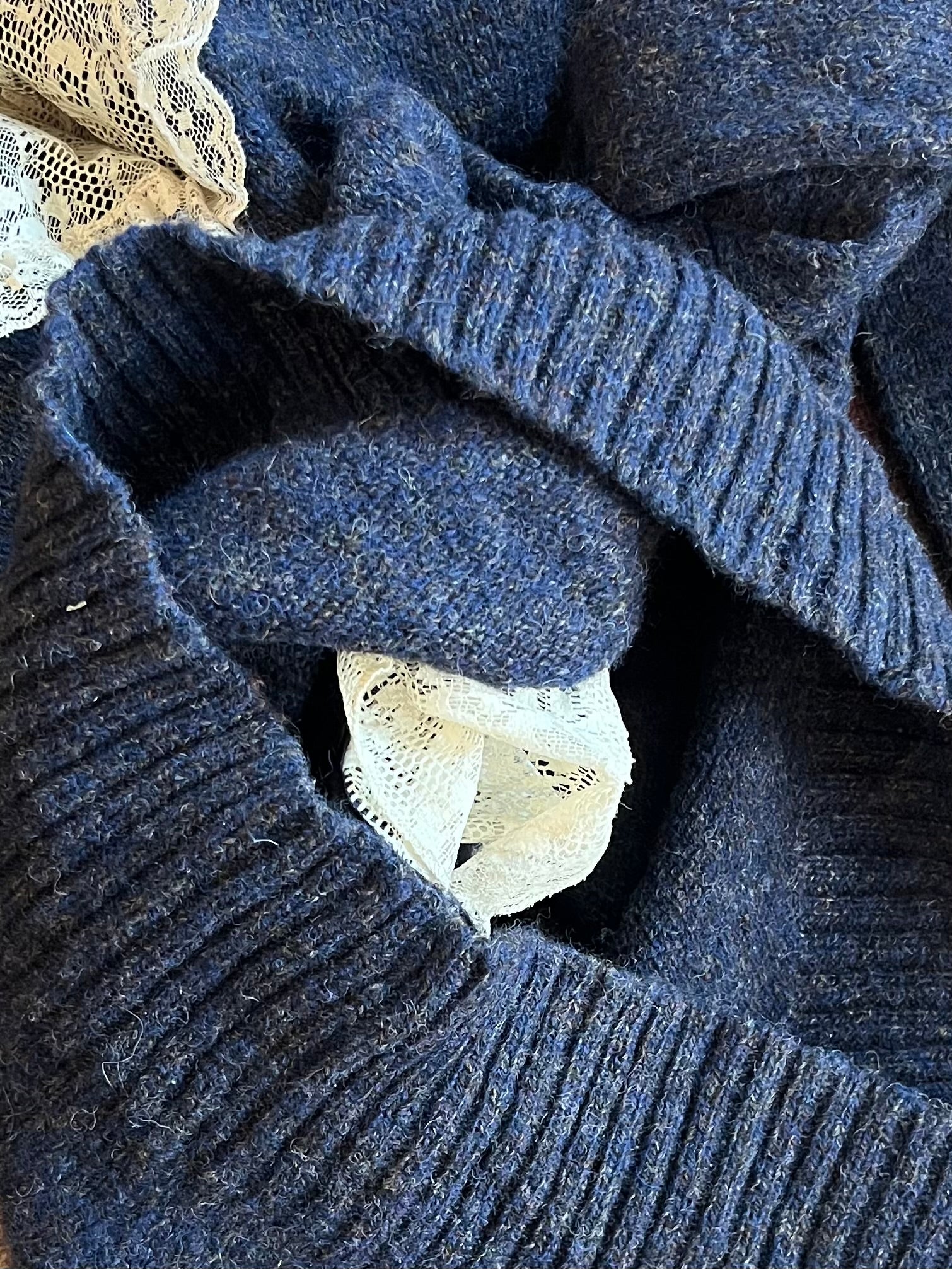 1980s Robert Scott LTD. Lace Collar Sweater Cardigan