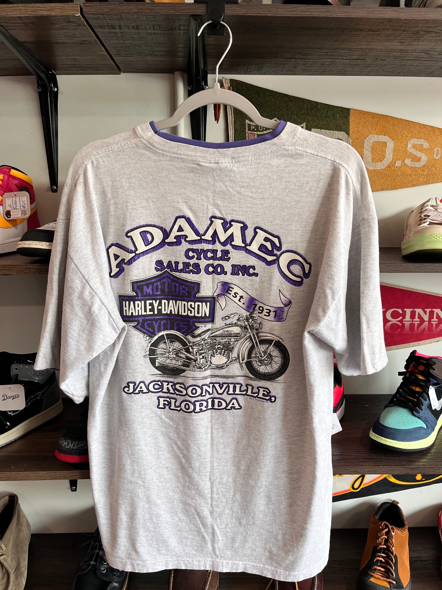 1992 Harely Davidson Adamec Cycle Sales Co. Inc, Jacksonville, FL T-shirt