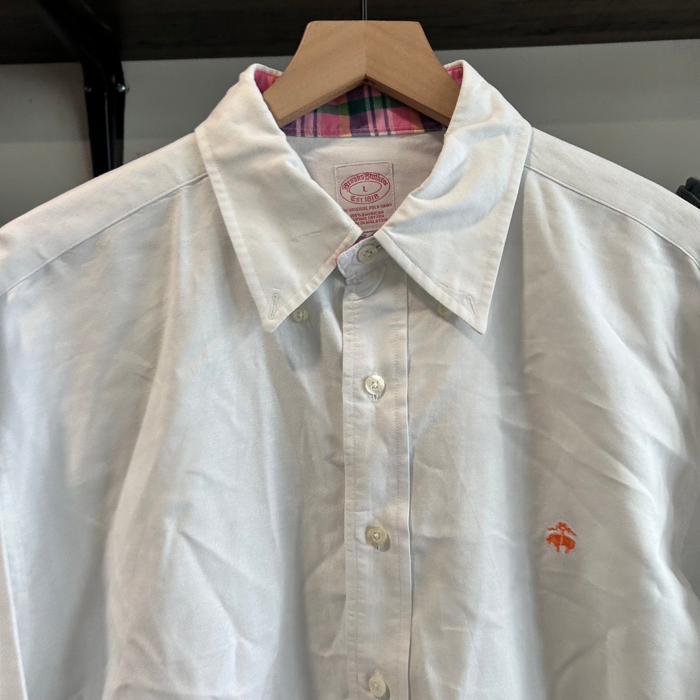 Brookes  brothers plaid elbow button up