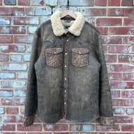 Polo Leather Sherpa pearl button top