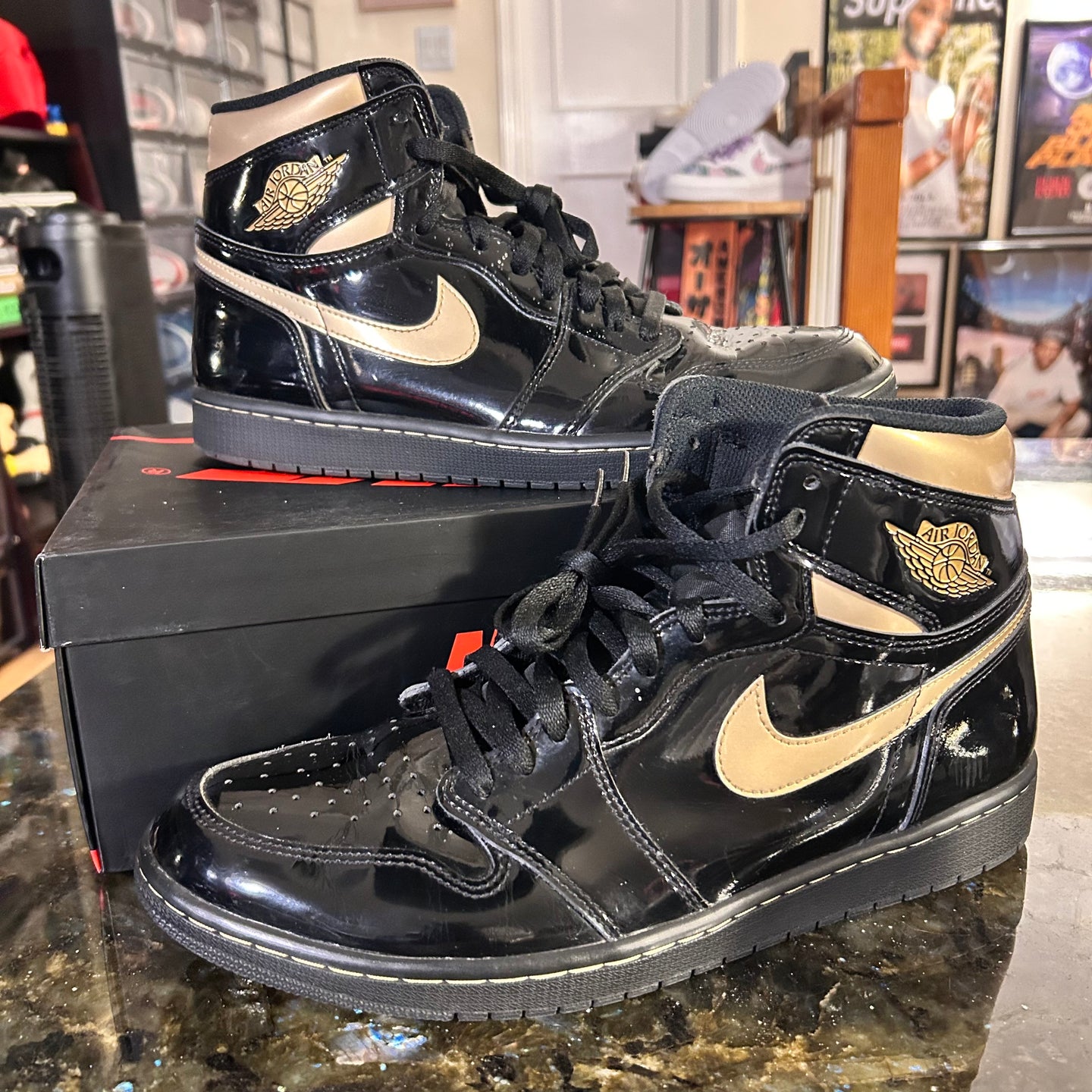 Gold metallic Jordan 1’s