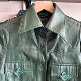 Pine green vintage 19980’s leather jacket
