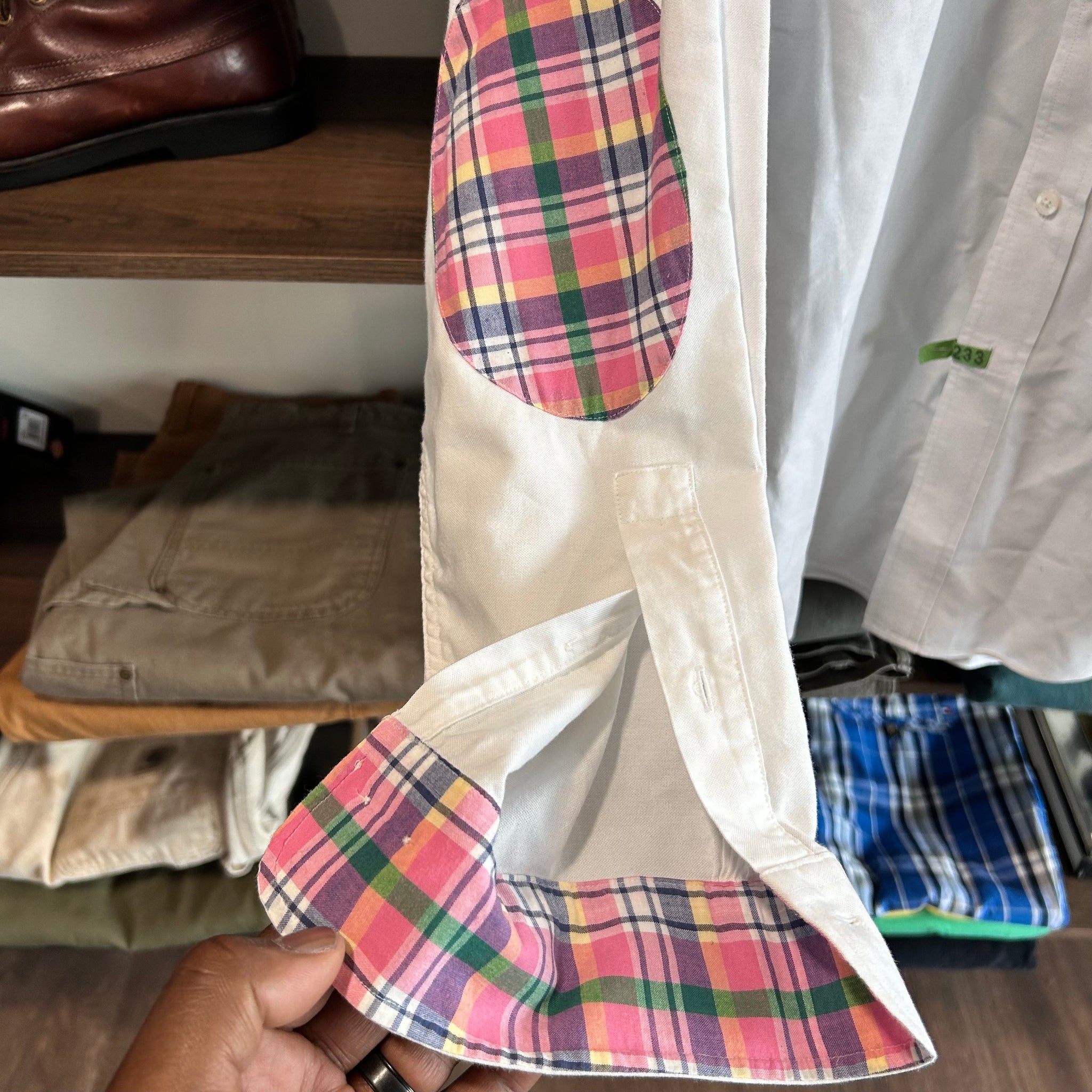Brookes  brothers plaid elbow button up
