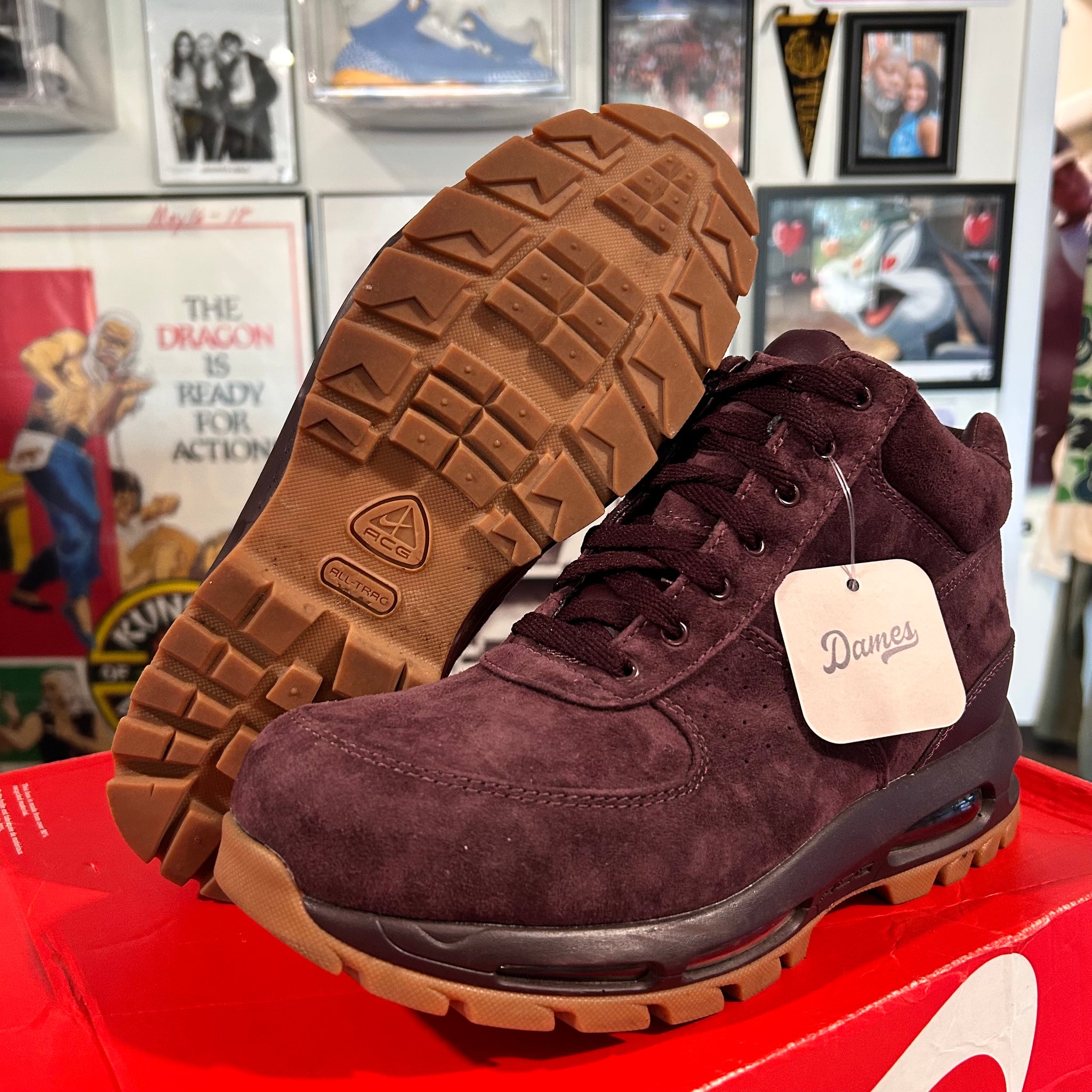 Burgundy suede Nike boots