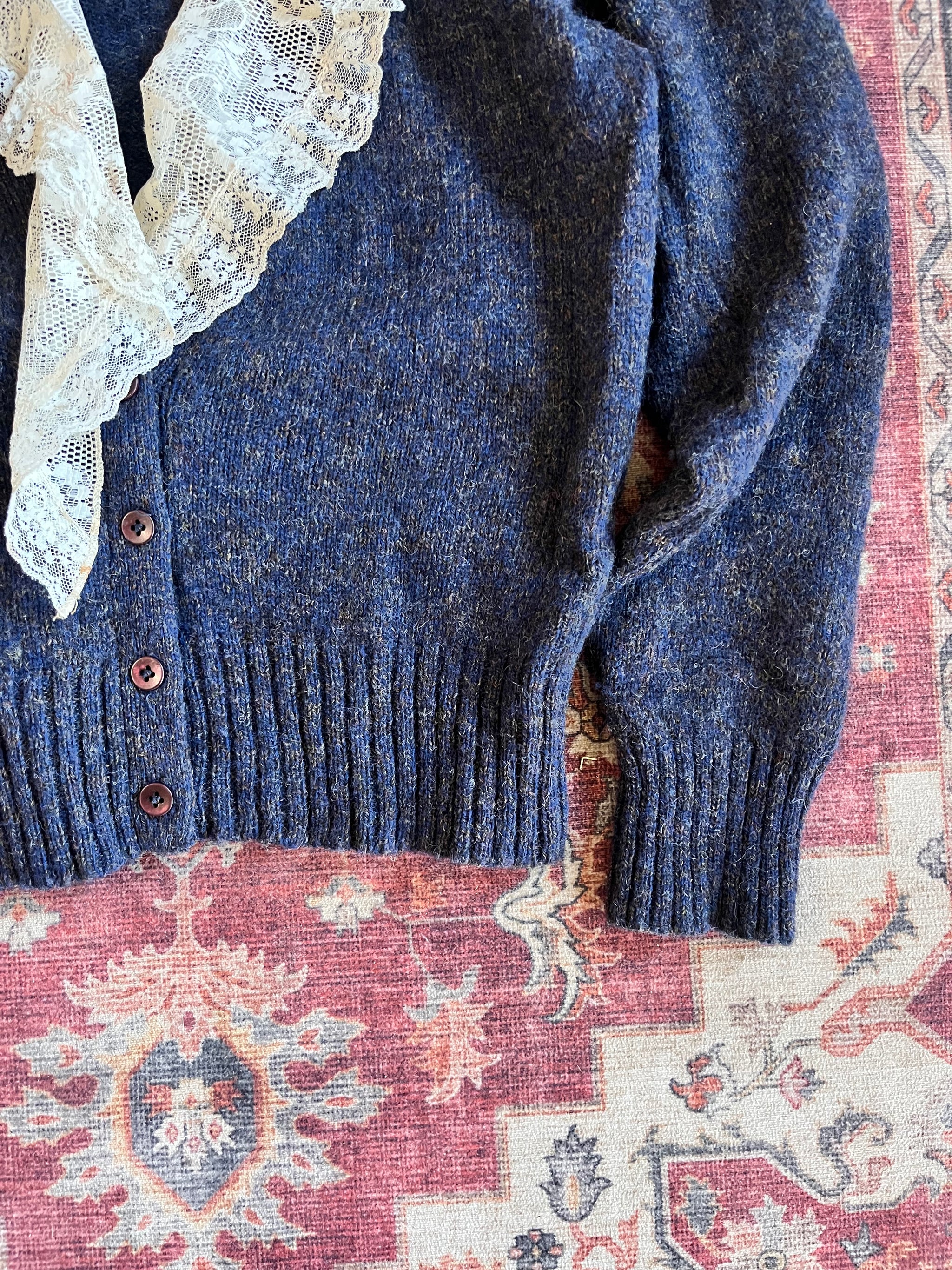 1980s Robert Scott LTD. Lace Collar Sweater Cardigan