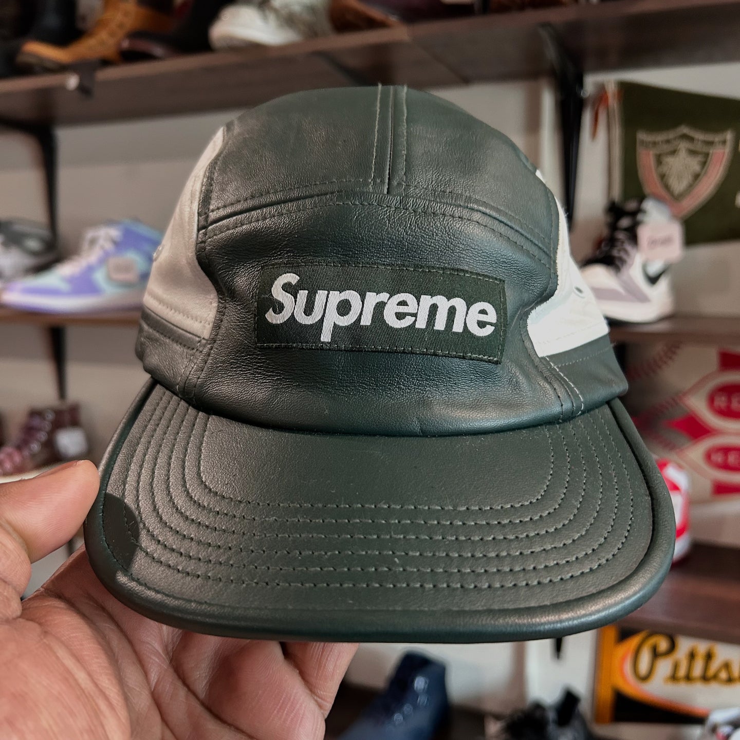 Supreme Leather 5 panel cap