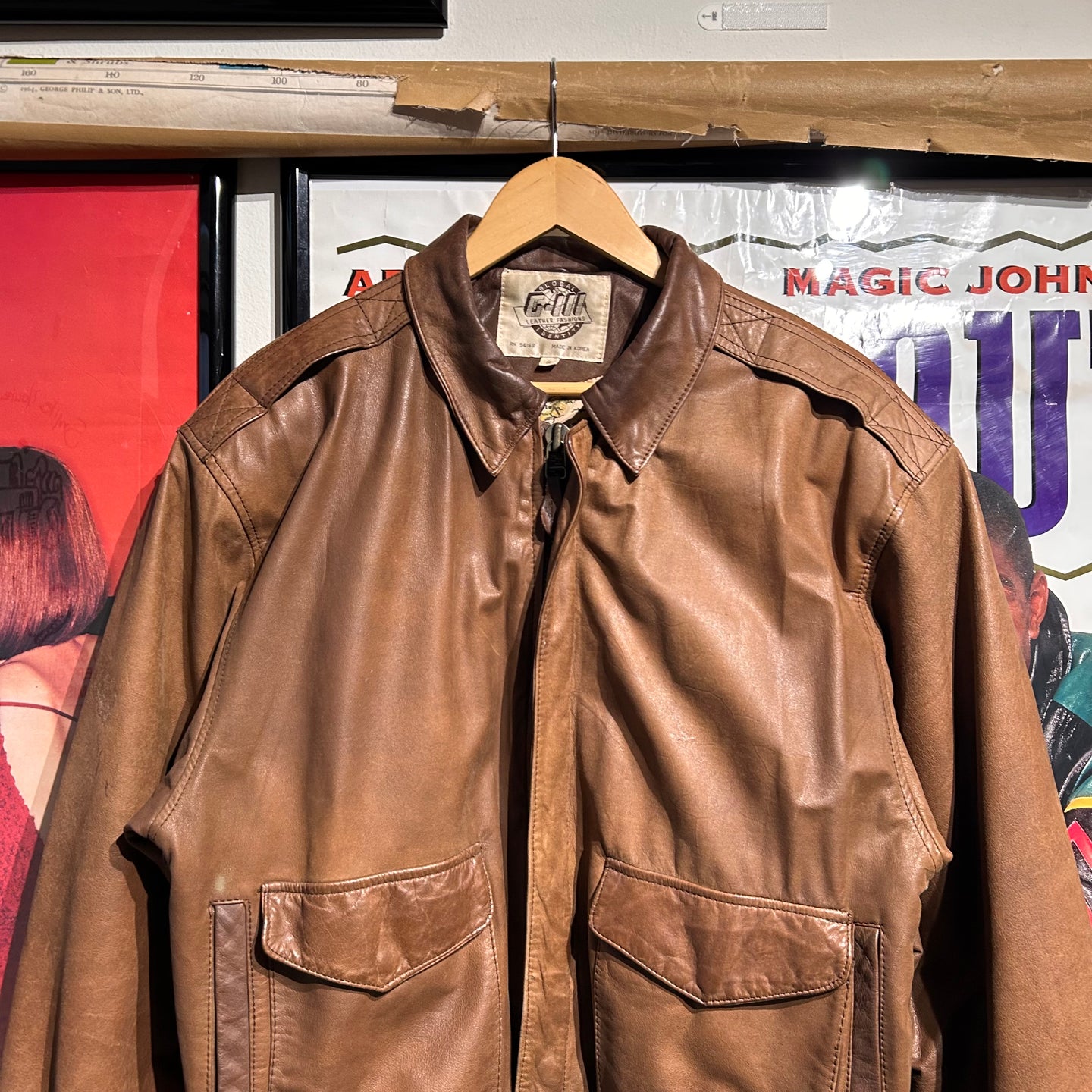 Vintage leather bomber