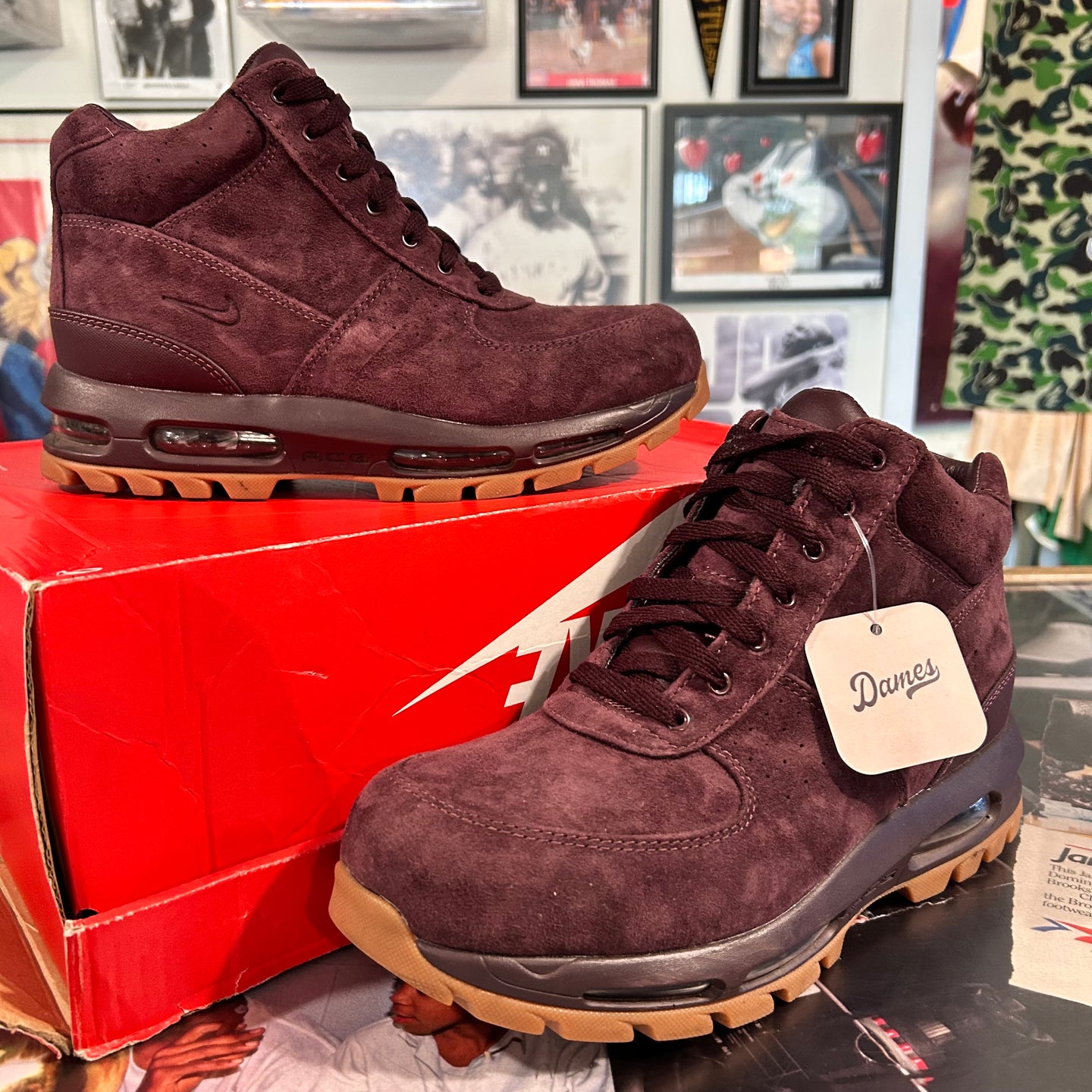 Burgundy suede Nike boots