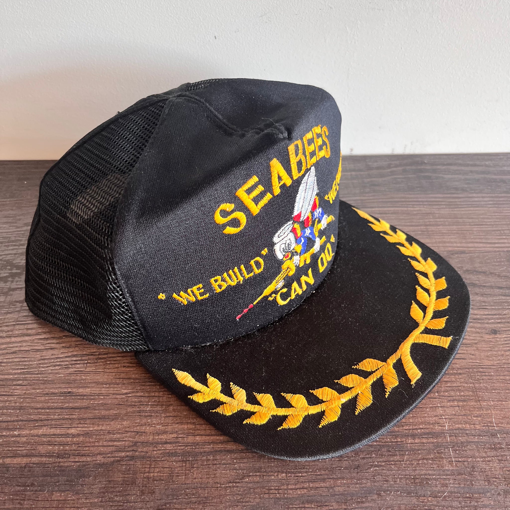 Vintage Seabees “We Build” “We Fight” “Can Do” Trucker SnapBack