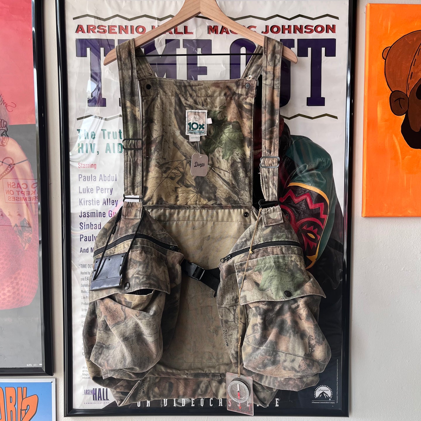 Vintage 10x Camouflage Hunting Vest w/Compass