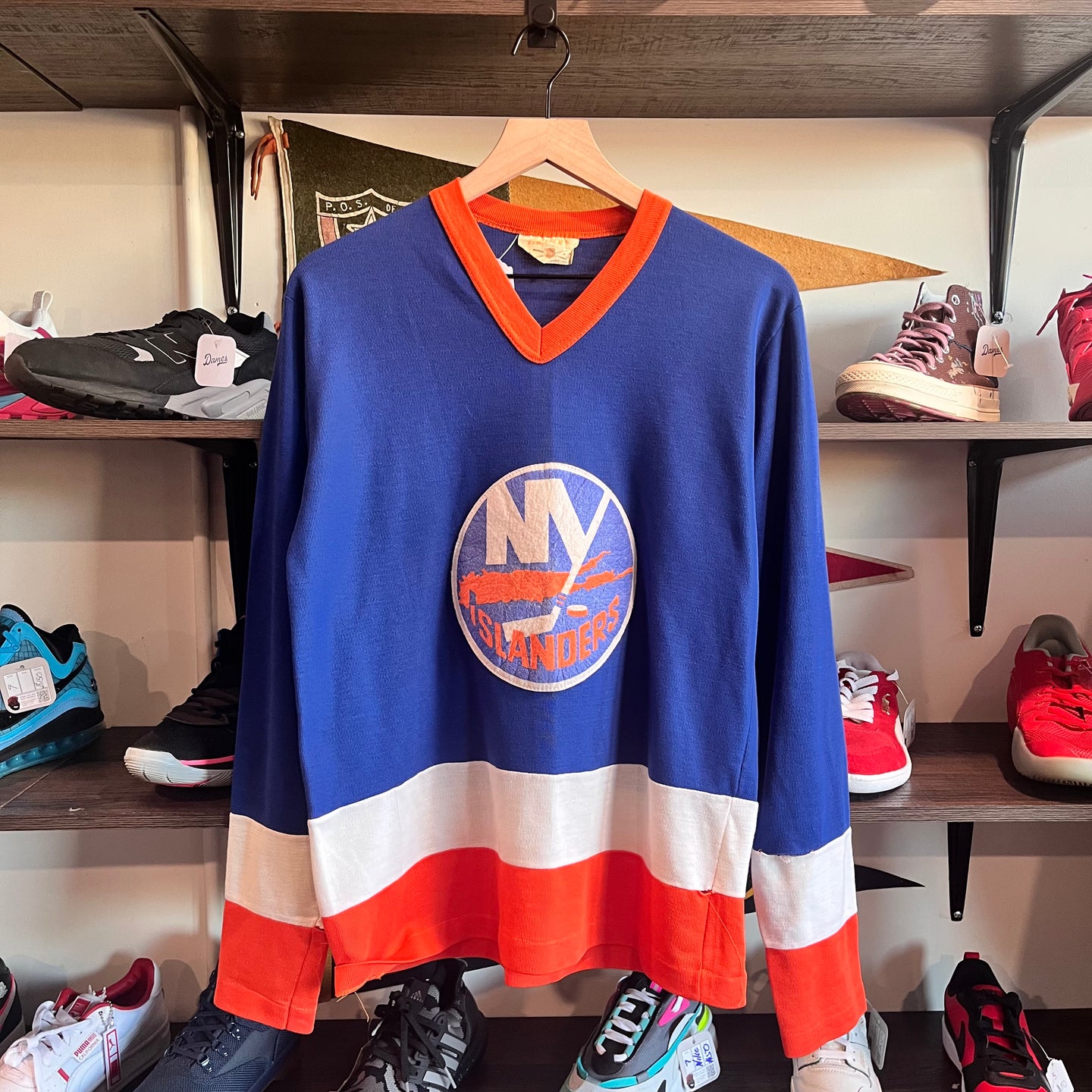 1980s New York Islanders Face Off Original Pro Hockey Jersey