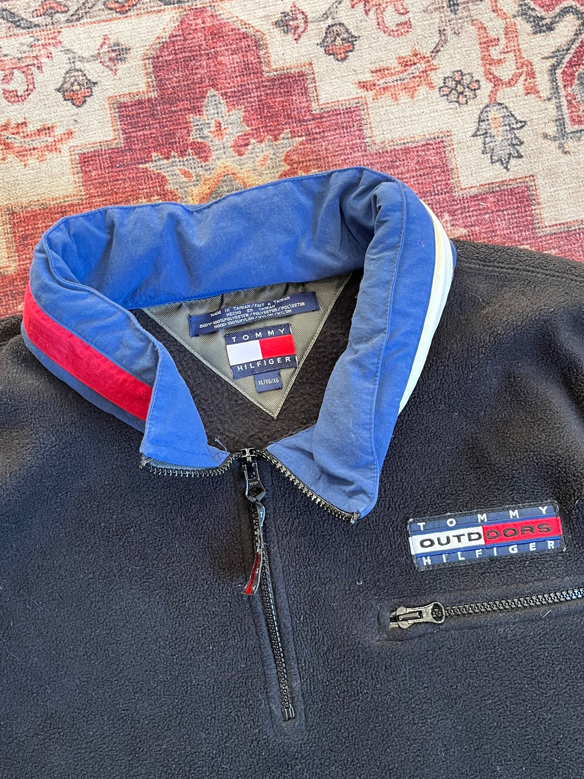 1990s Tommy Hilfiger Hooded Fleece Pullover