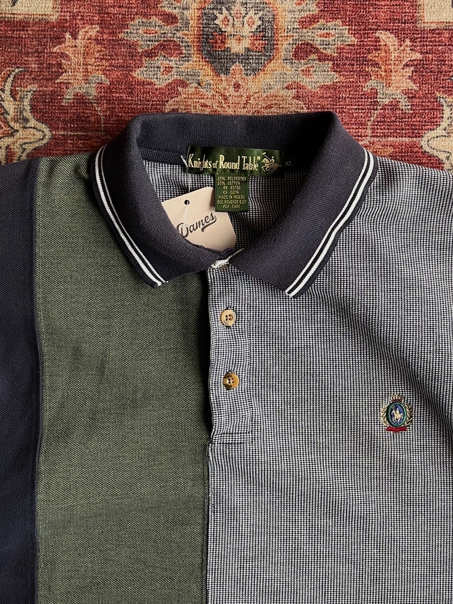 1990s Knights of Round Table Colorblock Polo Shirt